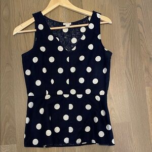 J Crew Polka Dot Sleeveless Top - Navy and white
